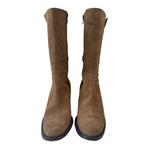 Banana Republic Women's Tan Suede Mid Calif inside Zipper Boots Size 8 - Picture 3 of 16